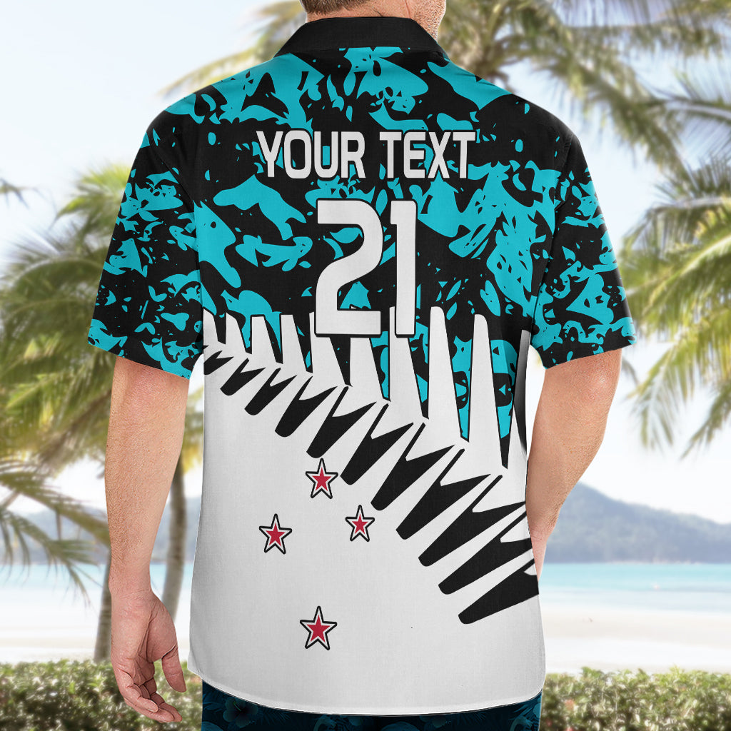 (Custom Text And Number) New Zealand Cricket Hawaiian Shirt Black Cap Sporty Style No2 - Vibe Hoodie Shop
