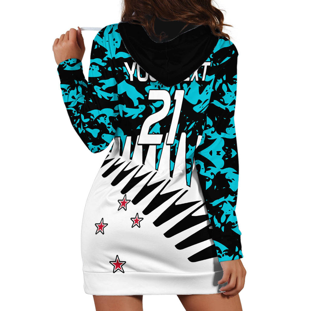 (Custom Text And Number) New Zealand Cricket Hoodie Dress Black Cap Sporty Style No2 - Vibe Hoodie Shop