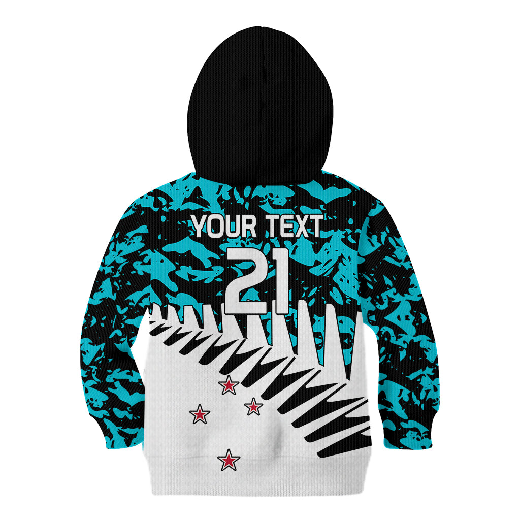 (Custom Text And Number) New Zealand Cricket Kid Hoodie Black Cap Sporty Style No2 - Vibe Hoodie Shop