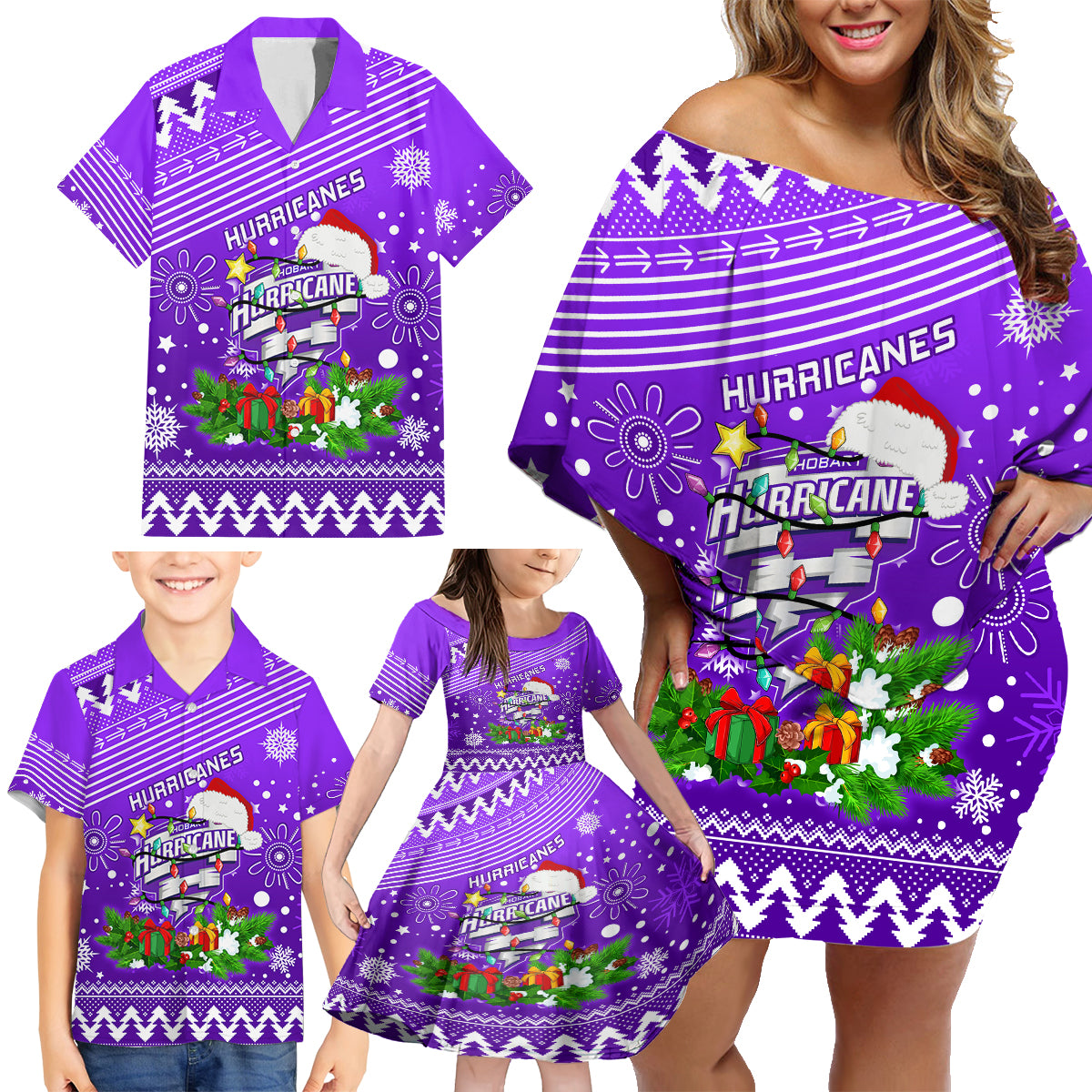 custom-hurricanes-bbl-family-matching-off-shoulder-short-dress-and-hawaiian-shirt-christmas-vibe-2023