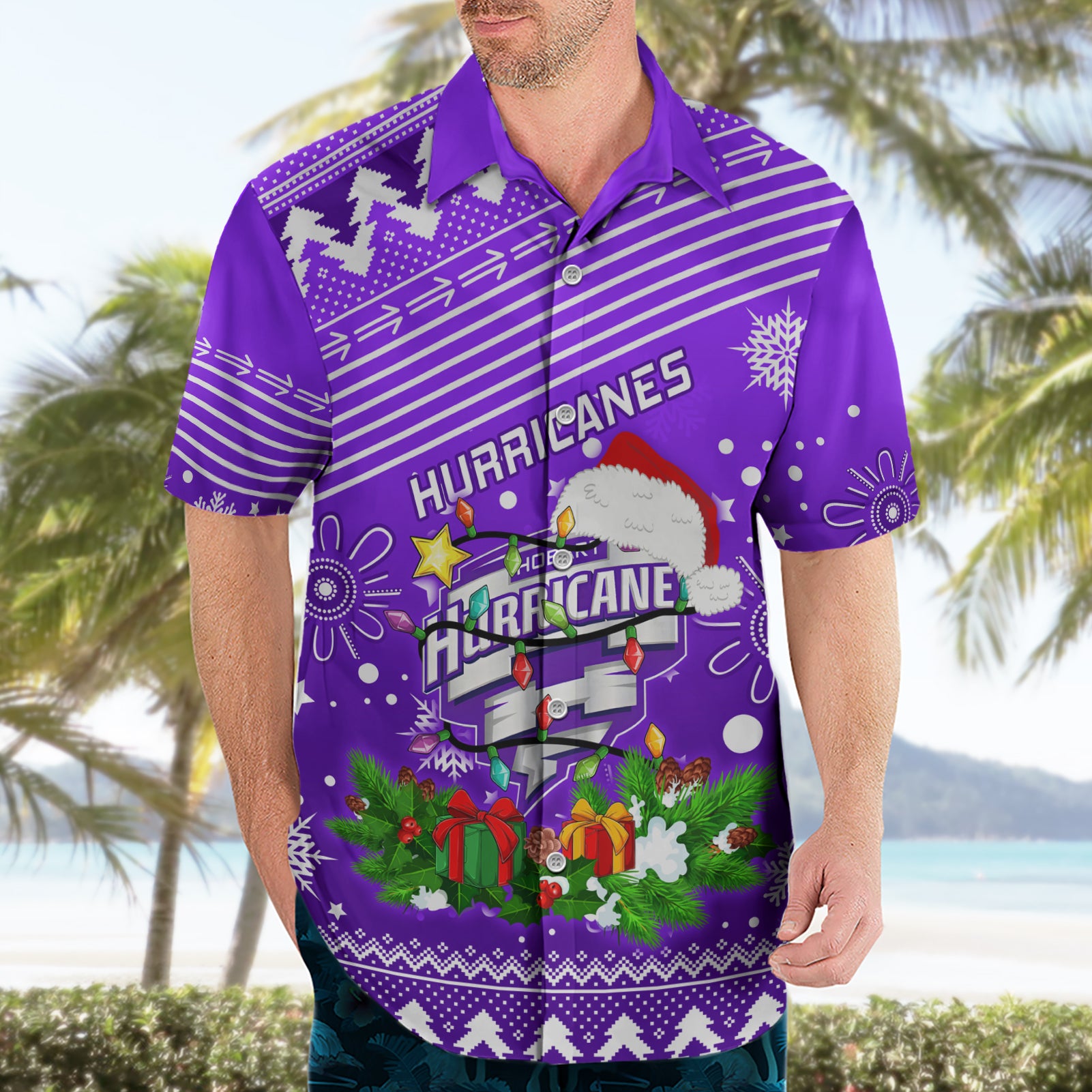 Custom Hurricanes BBL Hawaiian Shirt Christmas Vibe 2023 - Vibe Hoodie Shop