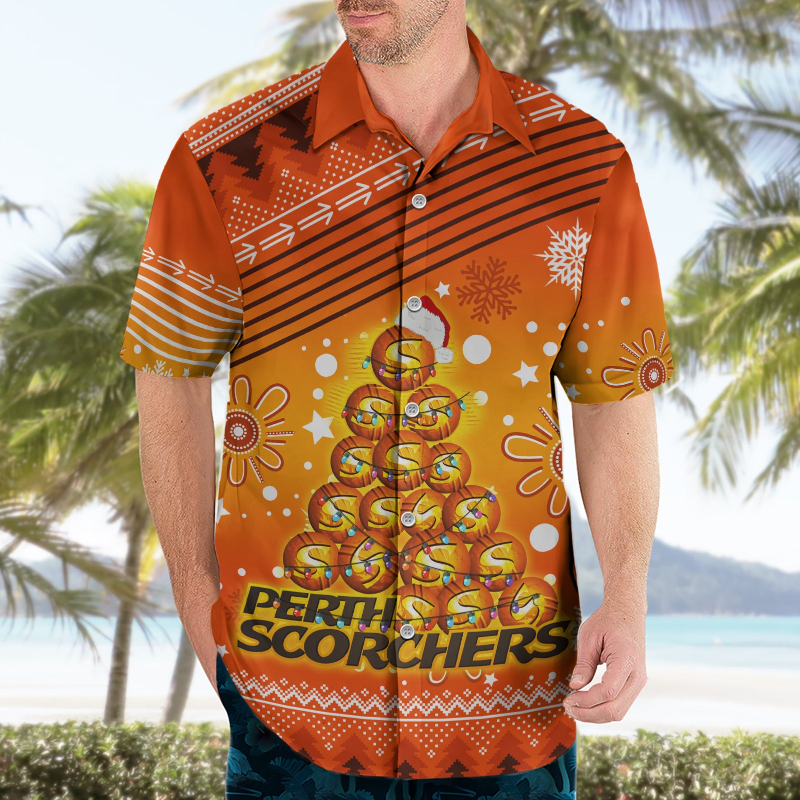 Custom Scorchers BBL Hawaiian Shirt Christmas Vibe 2023 - Vibe Hoodie Shop