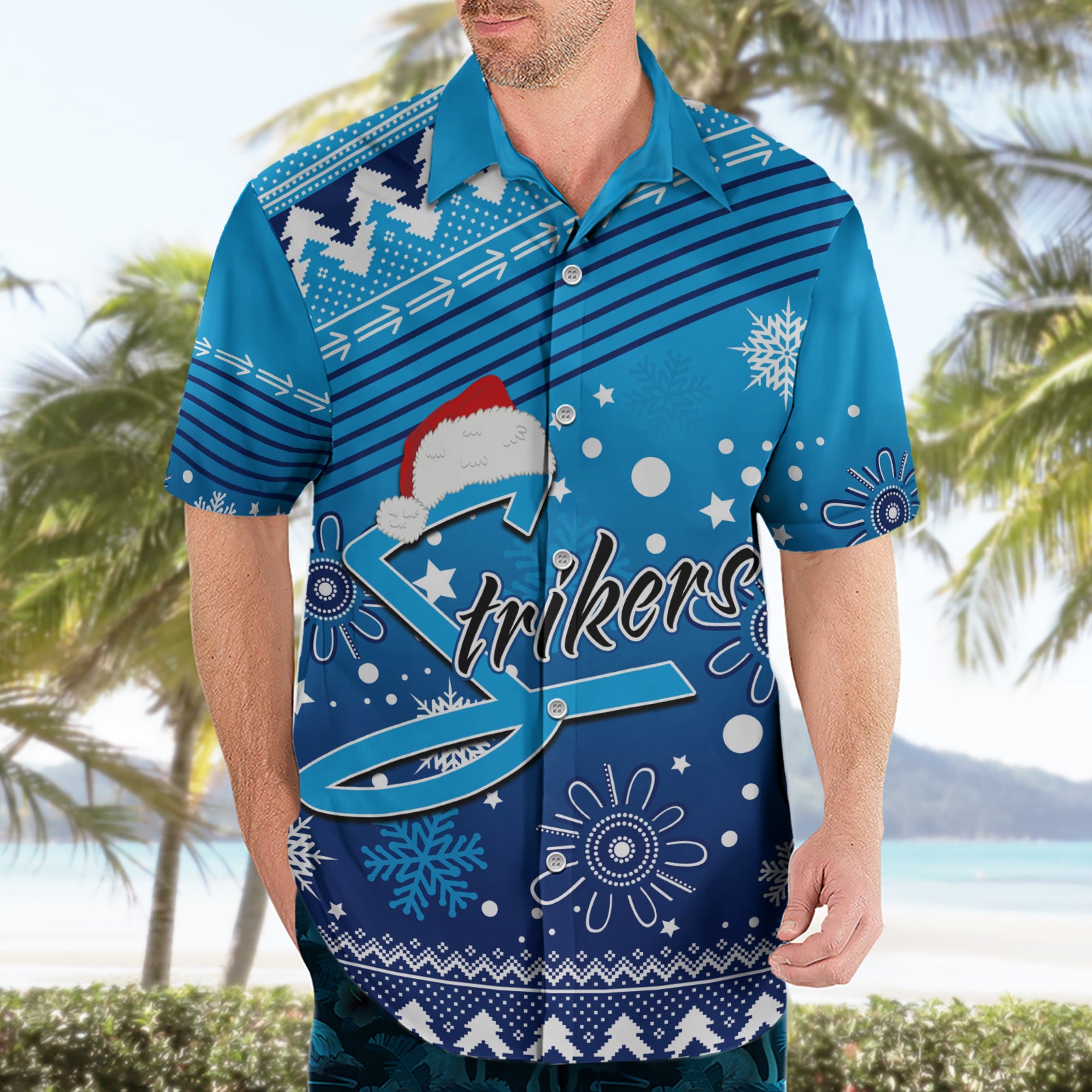 Custom Strikers BBL Hawaiian Shirt Christmas Vibe 2023 - Vibe Hoodie Shop