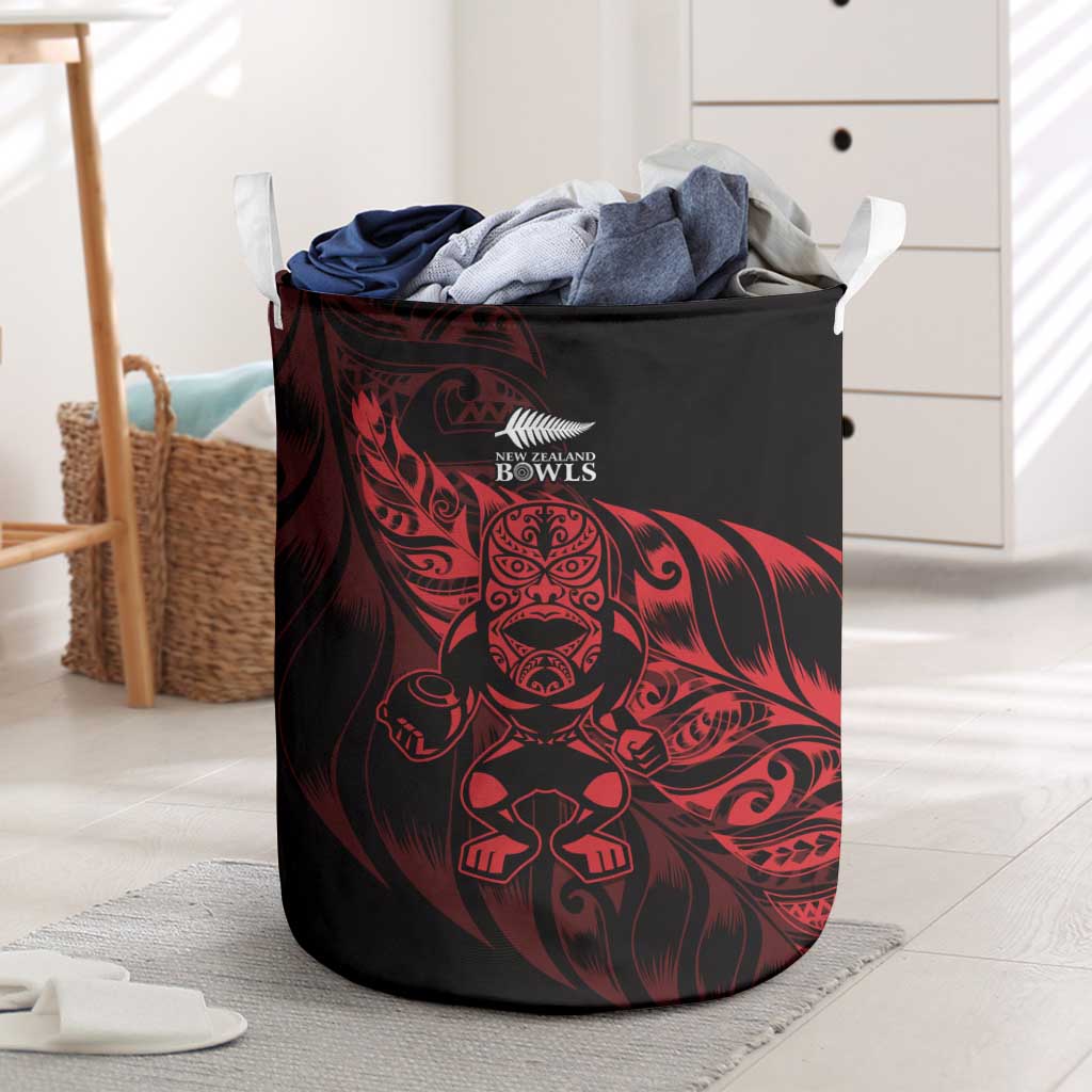 New Zealand Lawn Bowls Laundry Basket Red Maori Warrior Tribal Silver Fern - Vibe Hoodie