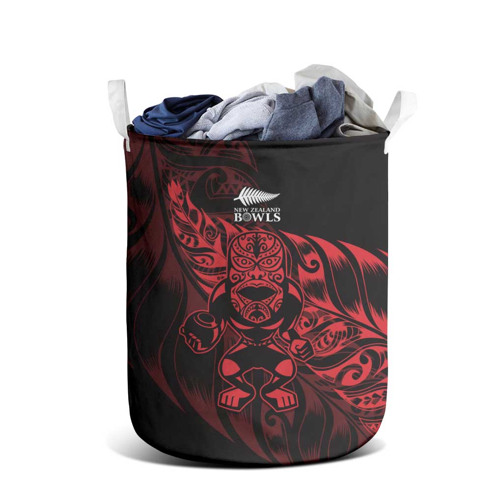 New Zealand Lawn Bowls Laundry Basket Red Maori Warrior Tribal Silver Fern - Vibe Hoodie