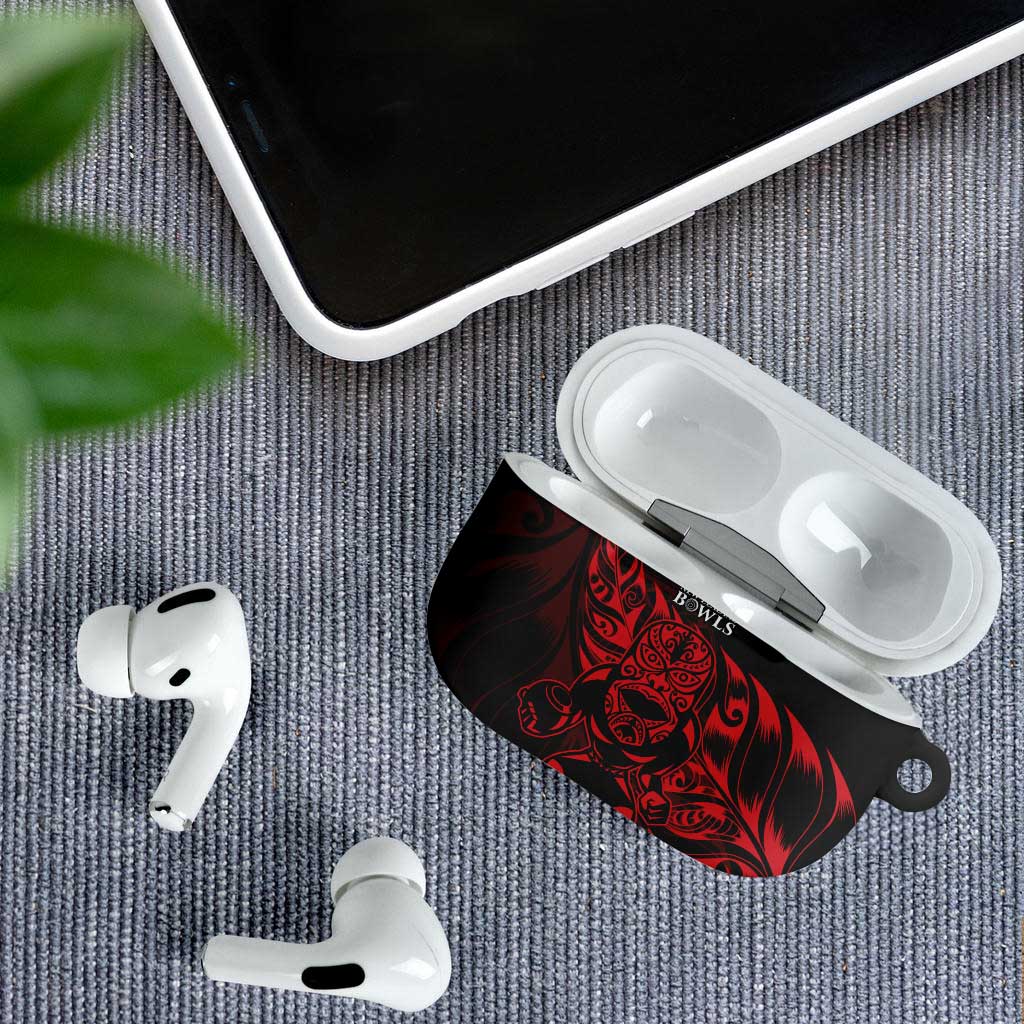 New Zealand Lawn Bowls AirPods Case Red Maori Warrior Tribal Silver Fern - Vibe Hoodie
