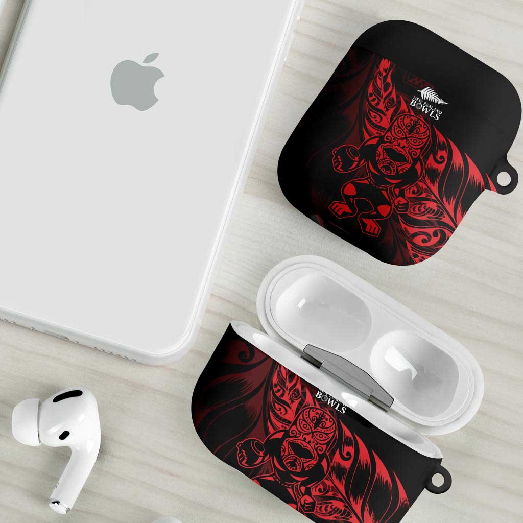 New Zealand Lawn Bowls AirPods Case Red Maori Warrior Tribal Silver Fern - Vibe Hoodie