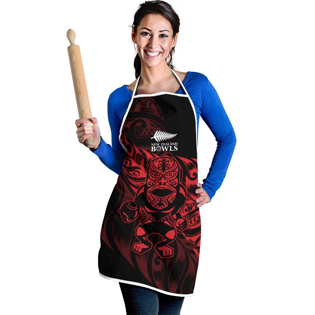 New Zealand Lawn Bowls Apron Red Maori Warrior Tribal Silver Fern - Vibe Hoodie