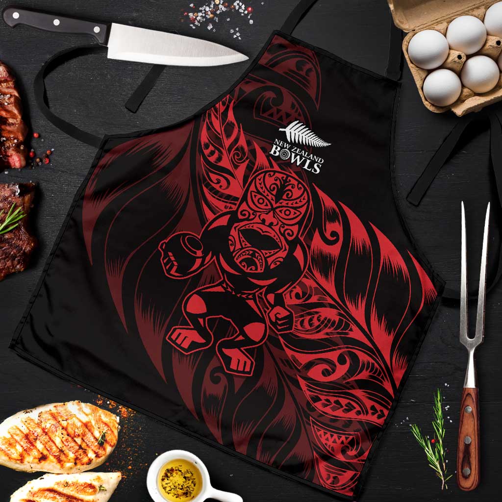 New Zealand Lawn Bowls Apron Red Maori Warrior Tribal Silver Fern - Vibe Hoodie