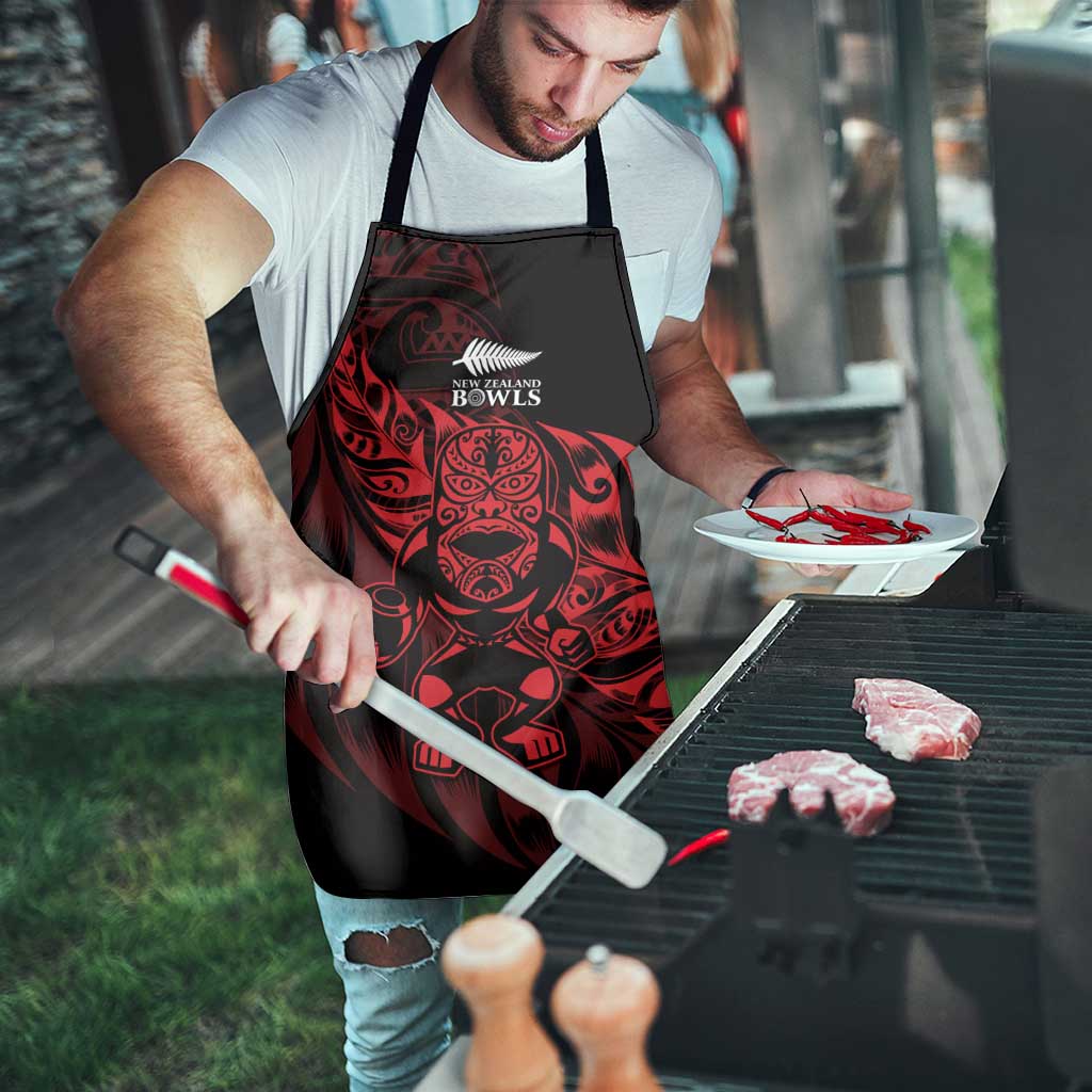 New Zealand Lawn Bowls Apron Red Maori Warrior Tribal Silver Fern - Vibe Hoodie