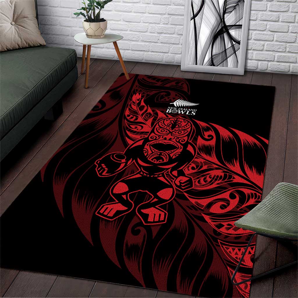 New Zealand Lawn Bowls Area Rug Red Maori Warrior Tribal Silver Fern - Vibe Hoodie