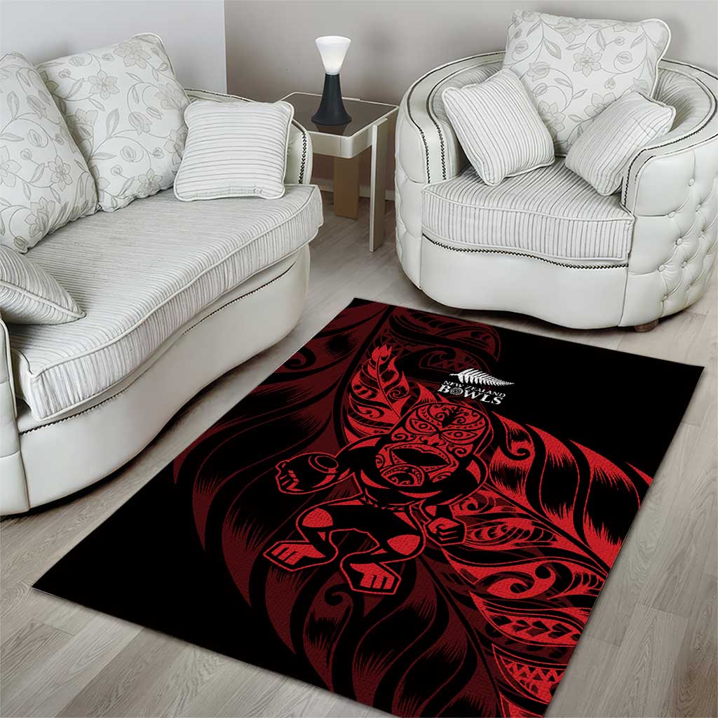 New Zealand Lawn Bowls Area Rug Red Maori Warrior Tribal Silver Fern - Vibe Hoodie
