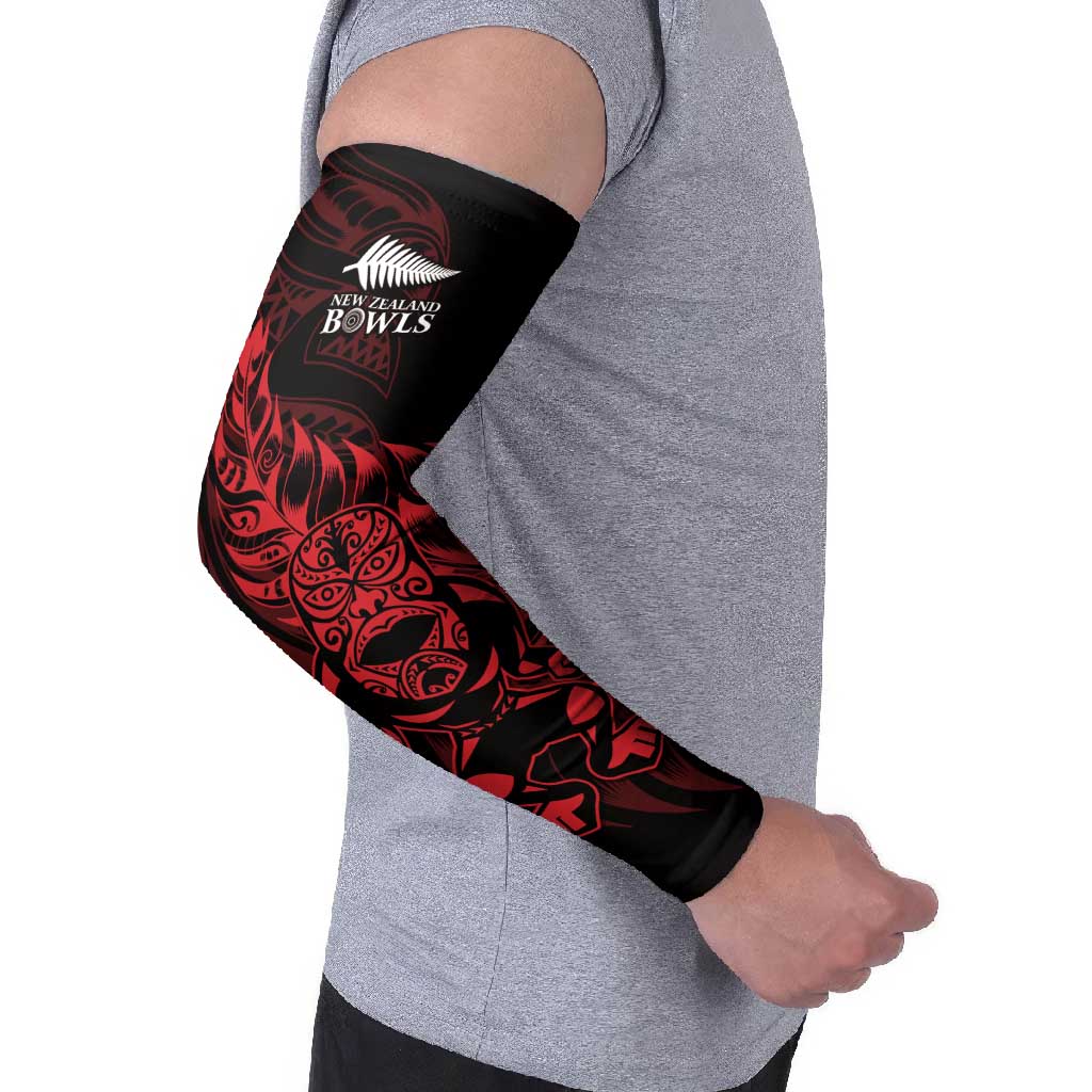 New Zealand Lawn Bowls Custom Arm Sleeves Red Maori Warrior Tribal Silver Fern - Vibe Hoodie