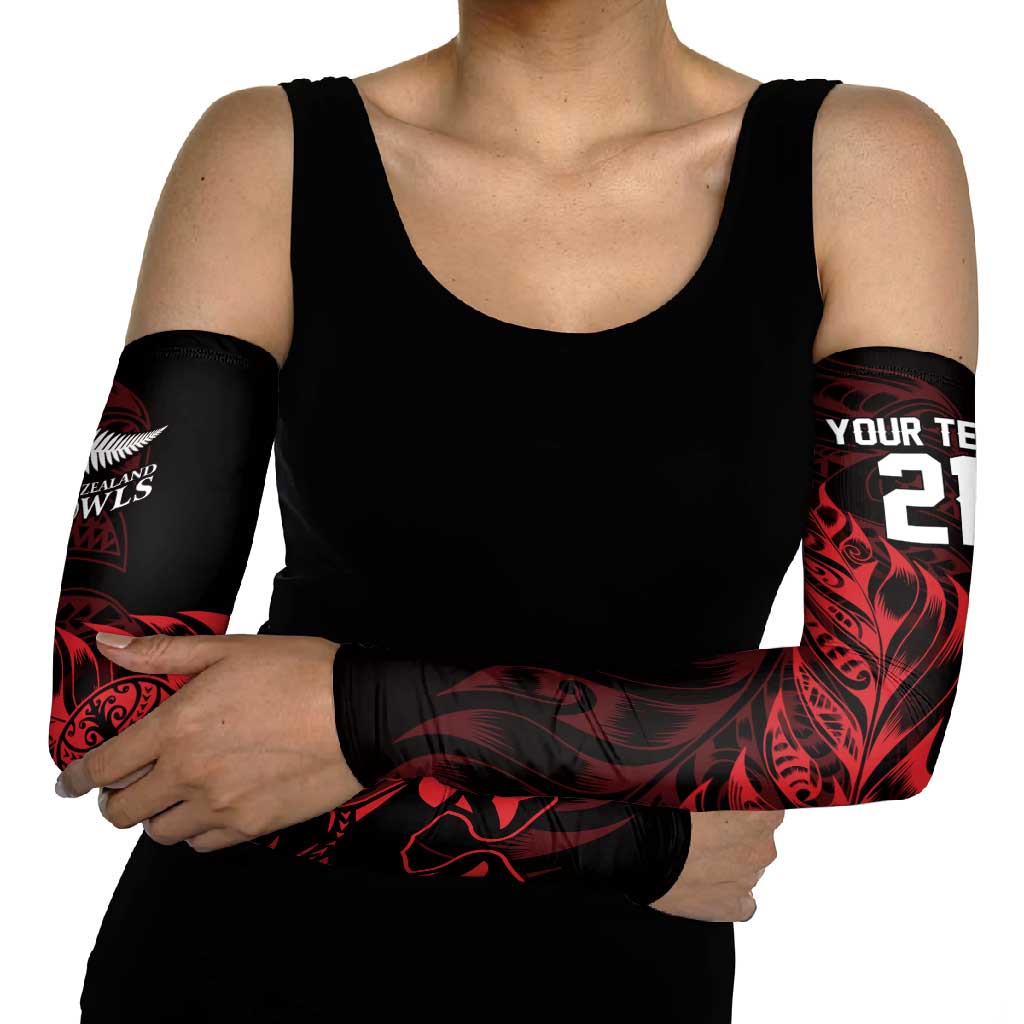 New Zealand Lawn Bowls Custom Arm Sleeves Red Maori Warrior Tribal Silver Fern - Vibe Hoodie