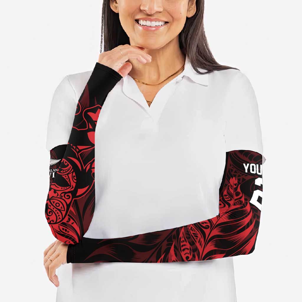 New Zealand Lawn Bowls Custom Arm Sleeves Red Maori Warrior Tribal Silver Fern - Vibe Hoodie