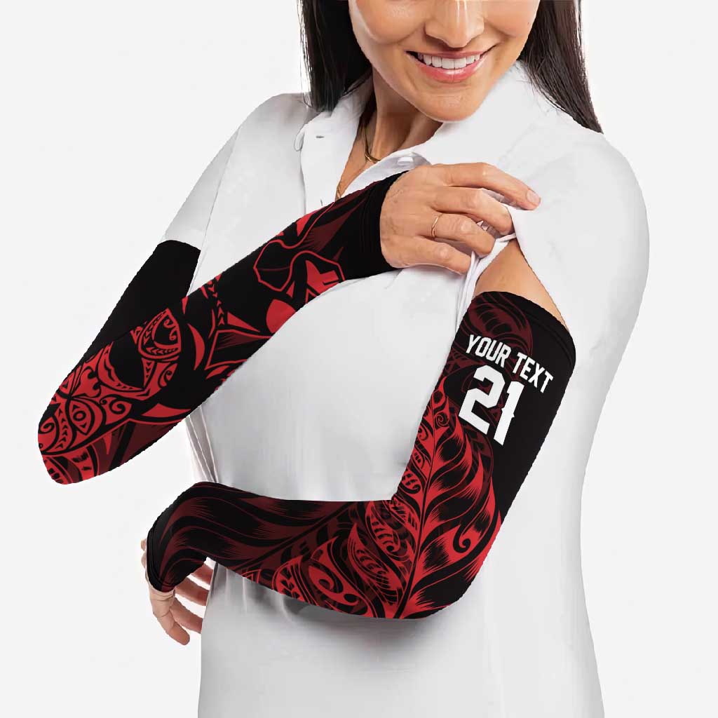 New Zealand Lawn Bowls Custom Arm Sleeves Red Maori Warrior Tribal Silver Fern - Vibe Hoodie