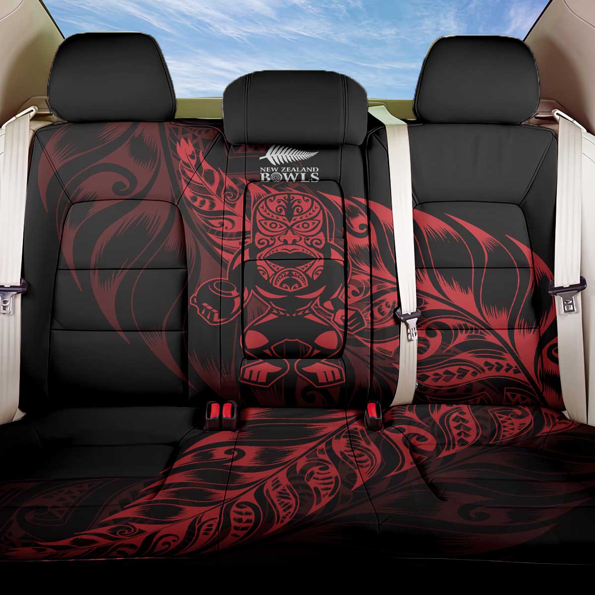 New Zealand Lawn Bowls Back Car Seat Cover Red Maori Warrior Tribal Silver Fern - Vibe Hoodie