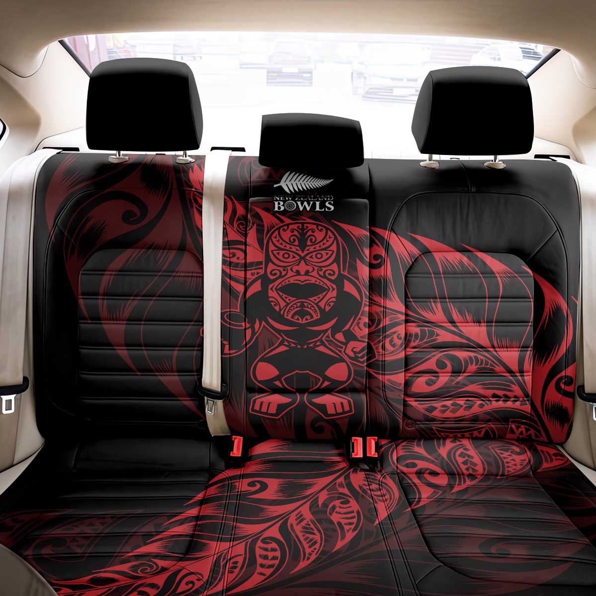 New Zealand Lawn Bowls Back Car Seat Cover Red Maori Warrior Tribal Silver Fern - Vibe Hoodie