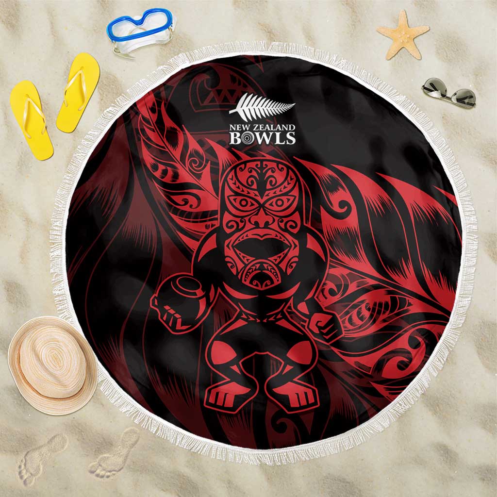 New Zealand Lawn Bowls Beach Blanket Red Maori Warrior Tribal Silver Fern - Vibe Hoodie