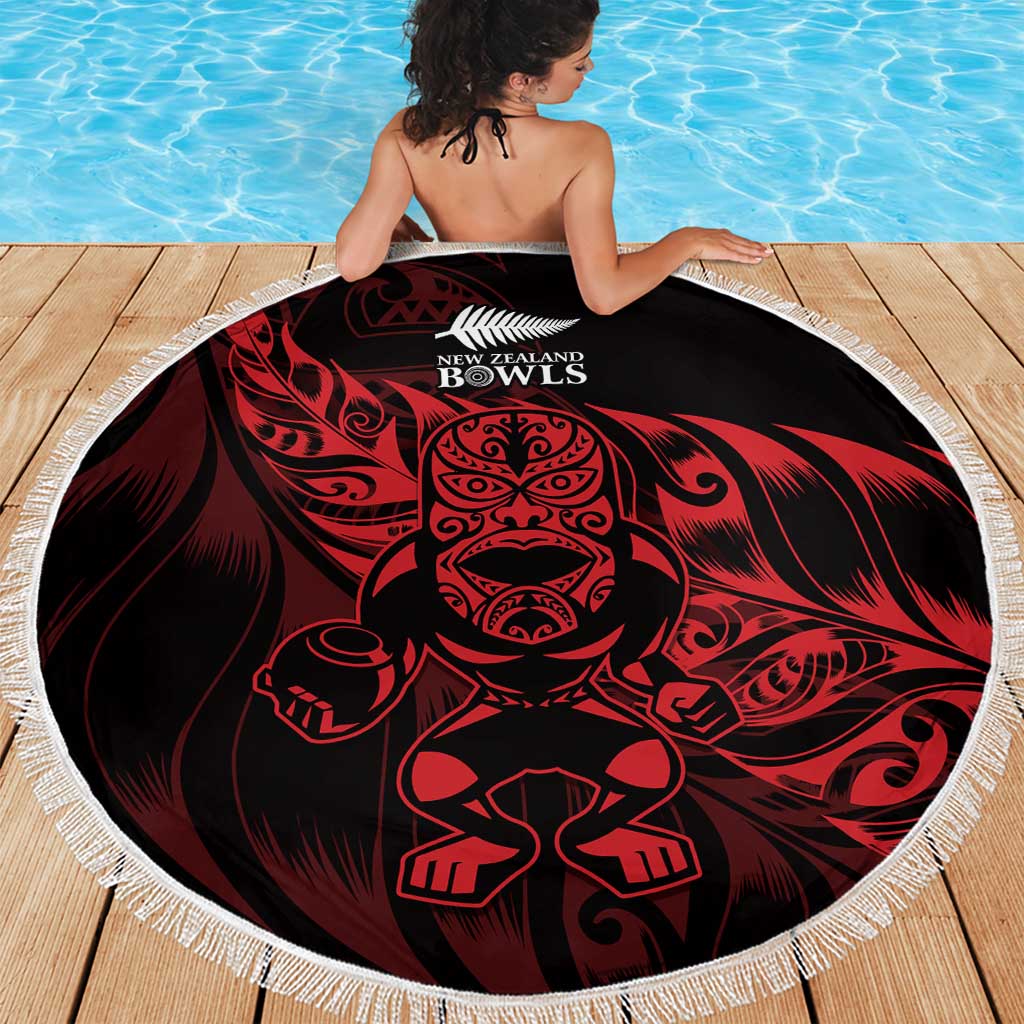 New Zealand Lawn Bowls Beach Blanket Red Maori Warrior Tribal Silver Fern - Vibe Hoodie