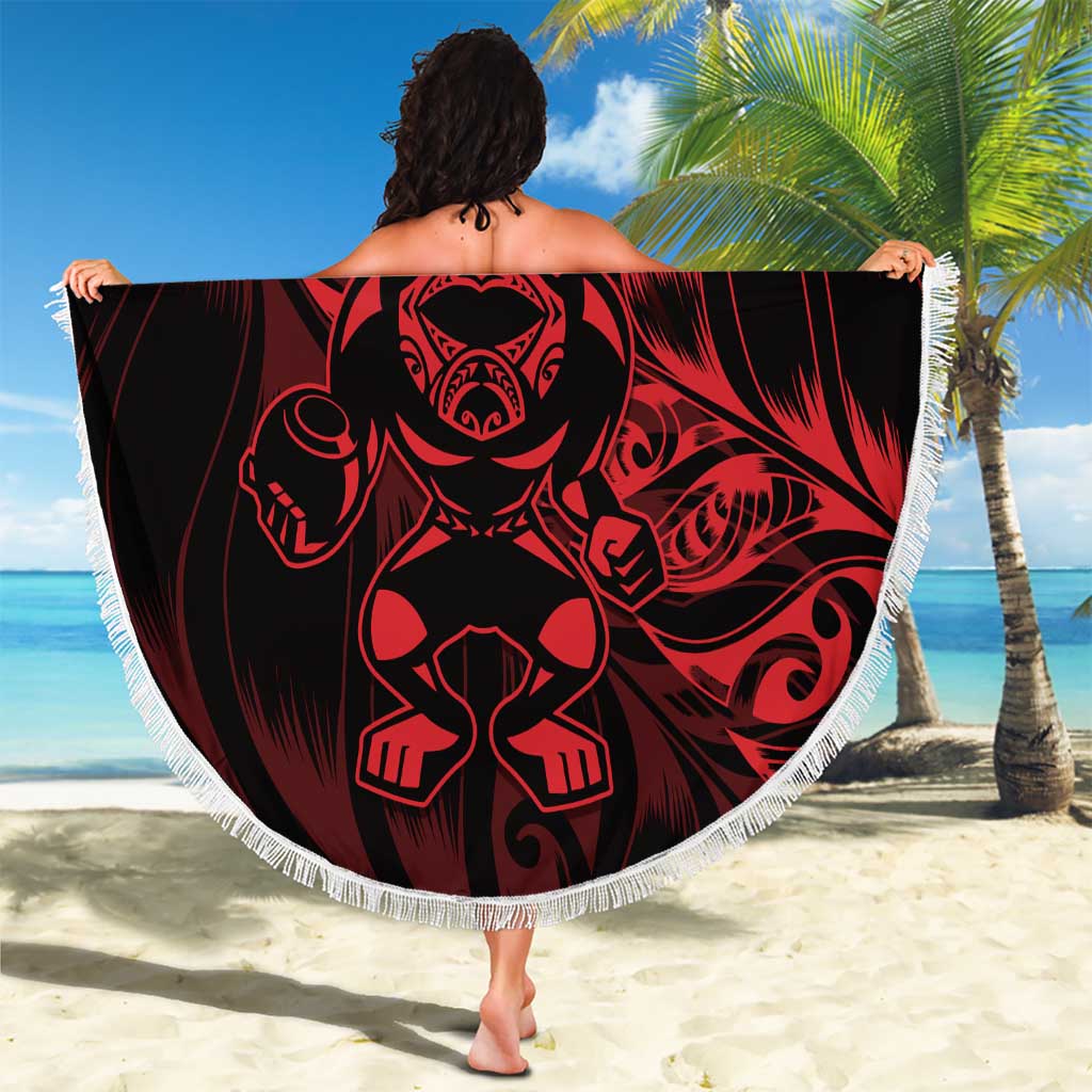 New Zealand Lawn Bowls Beach Blanket Red Maori Warrior Tribal Silver Fern - Vibe Hoodie