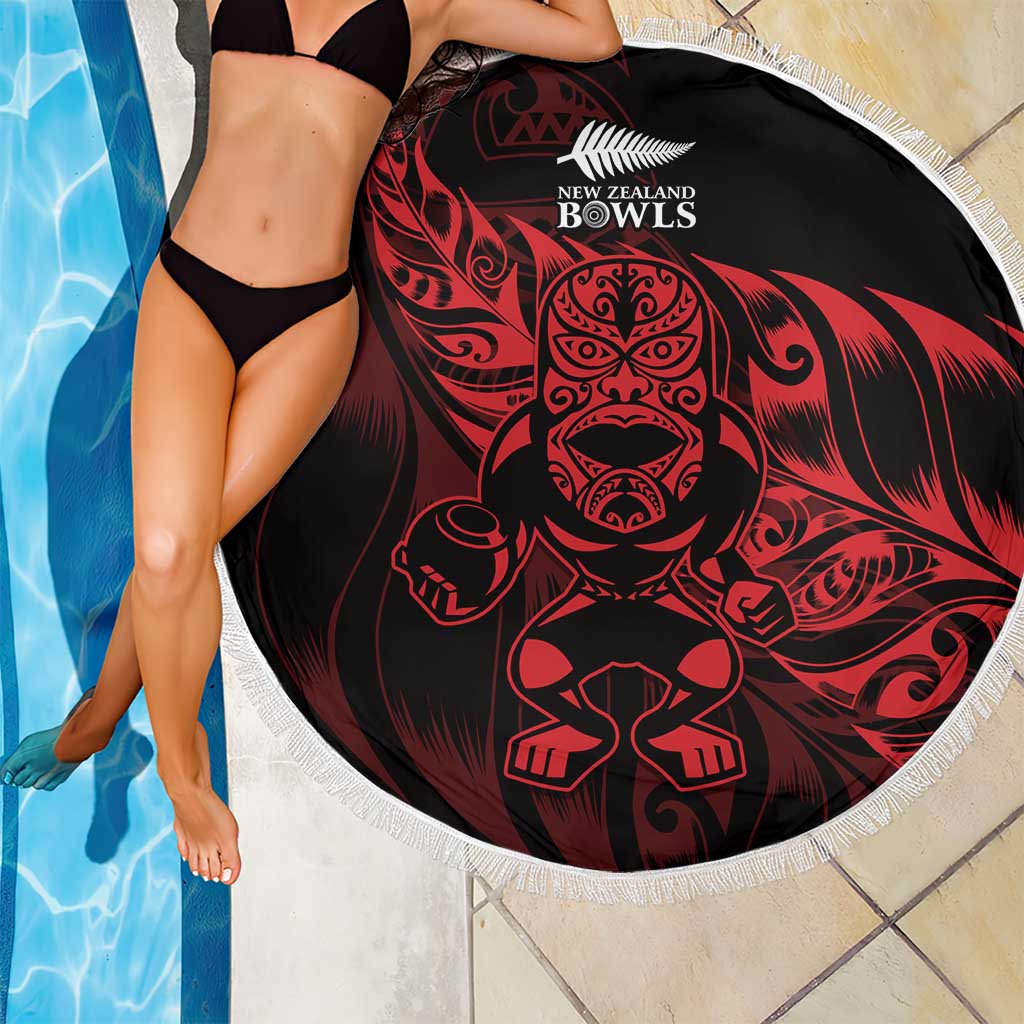 New Zealand Lawn Bowls Beach Blanket Red Maori Warrior Tribal Silver Fern - Vibe Hoodie