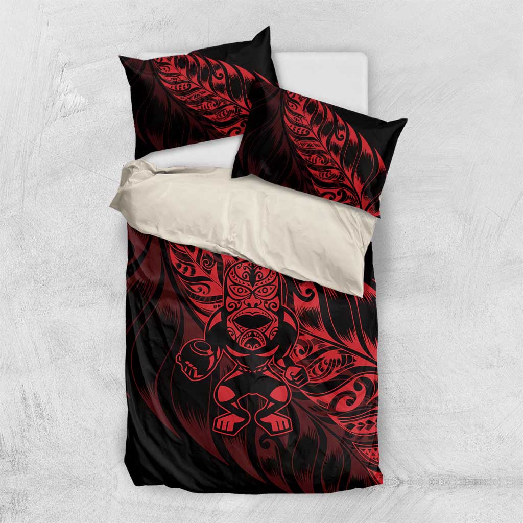 New Zealand Lawn Bowls Bedding Set Red Maori Warrior Tribal Silver Fern - Vibe Hoodie