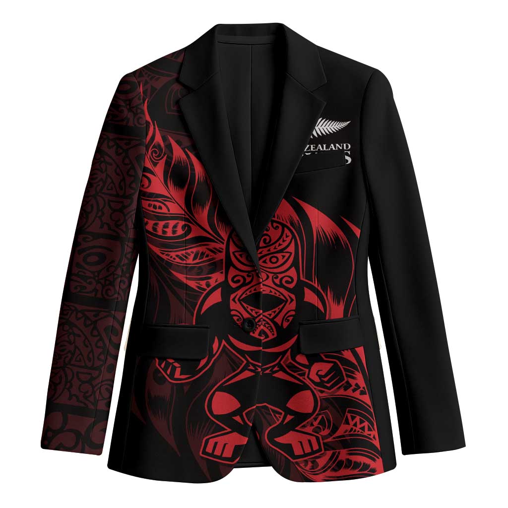 New Zealand Lawn Bowls Custom Blazer Red Maori Warrior Tribal Silver Fern - Vibe Hoodie
