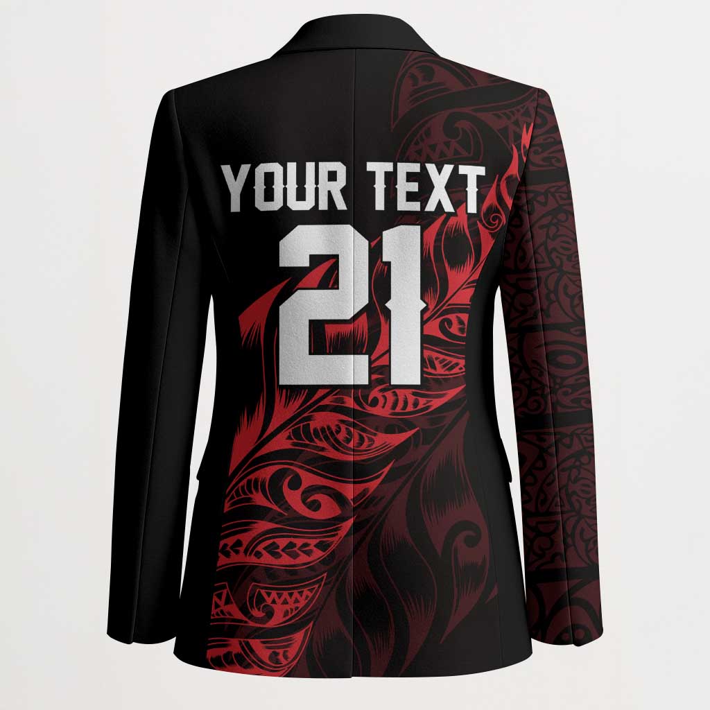 New Zealand Lawn Bowls Custom Blazer Red Maori Warrior Tribal Silver Fern - Vibe Hoodie