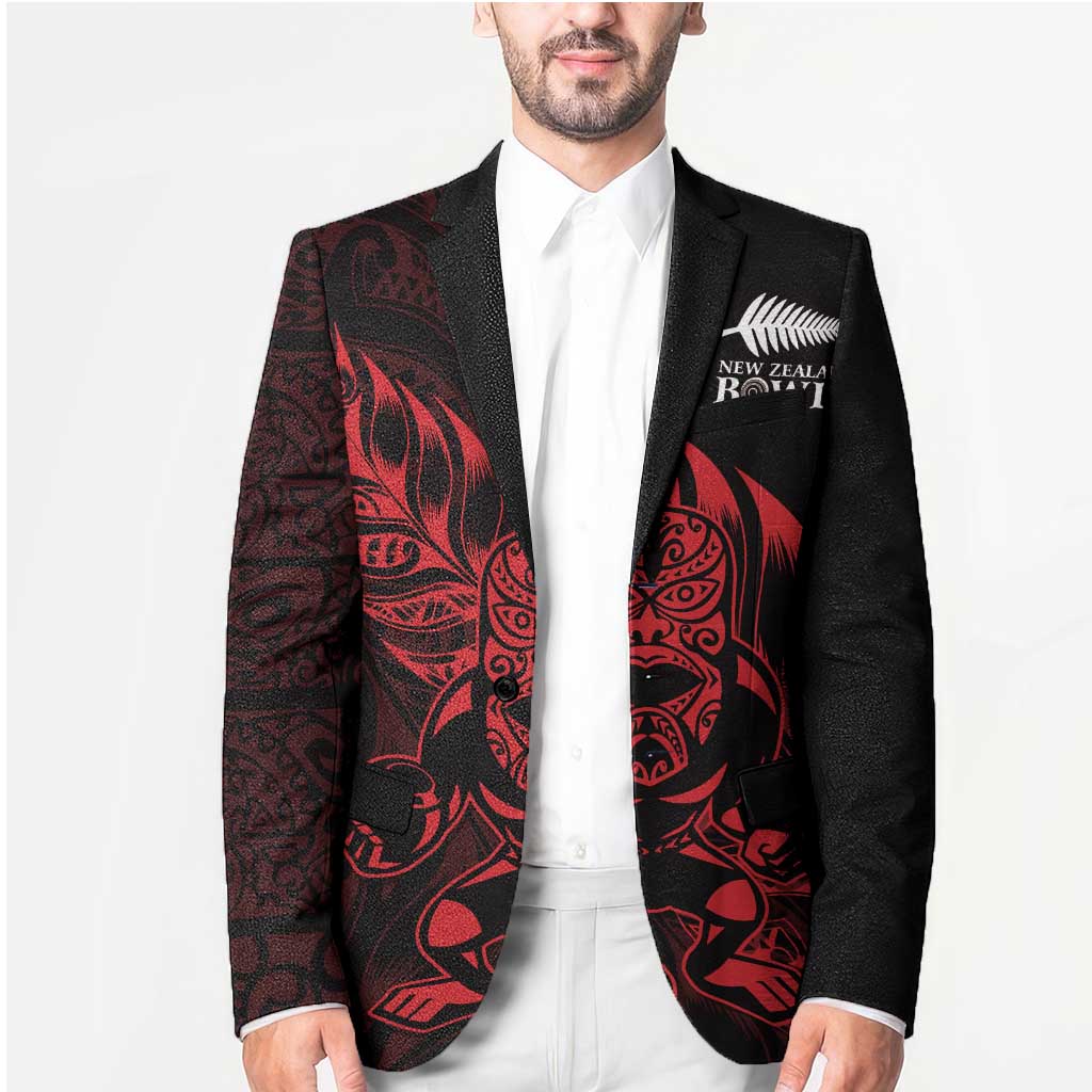 New Zealand Lawn Bowls Custom Blazer Red Maori Warrior Tribal Silver Fern - Vibe Hoodie