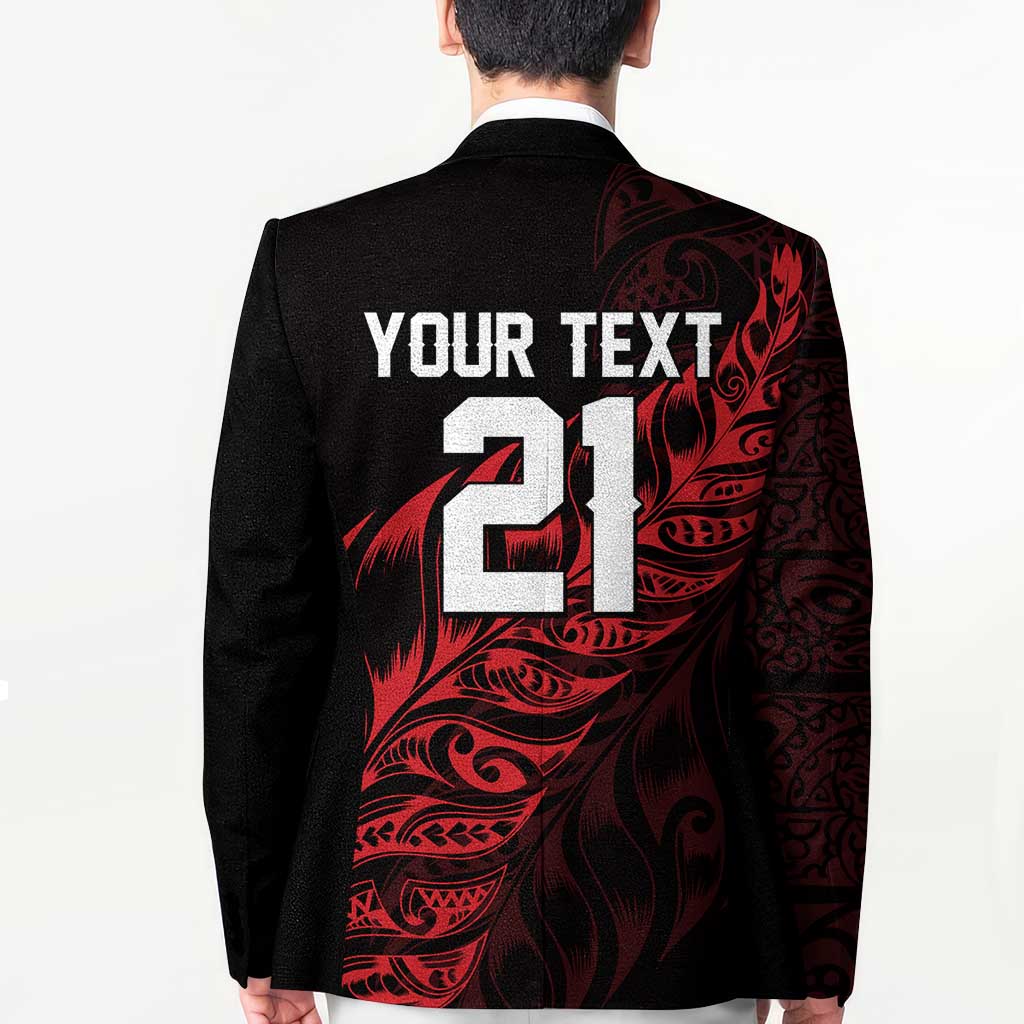 New Zealand Lawn Bowls Custom Blazer Red Maori Warrior Tribal Silver Fern - Vibe Hoodie
