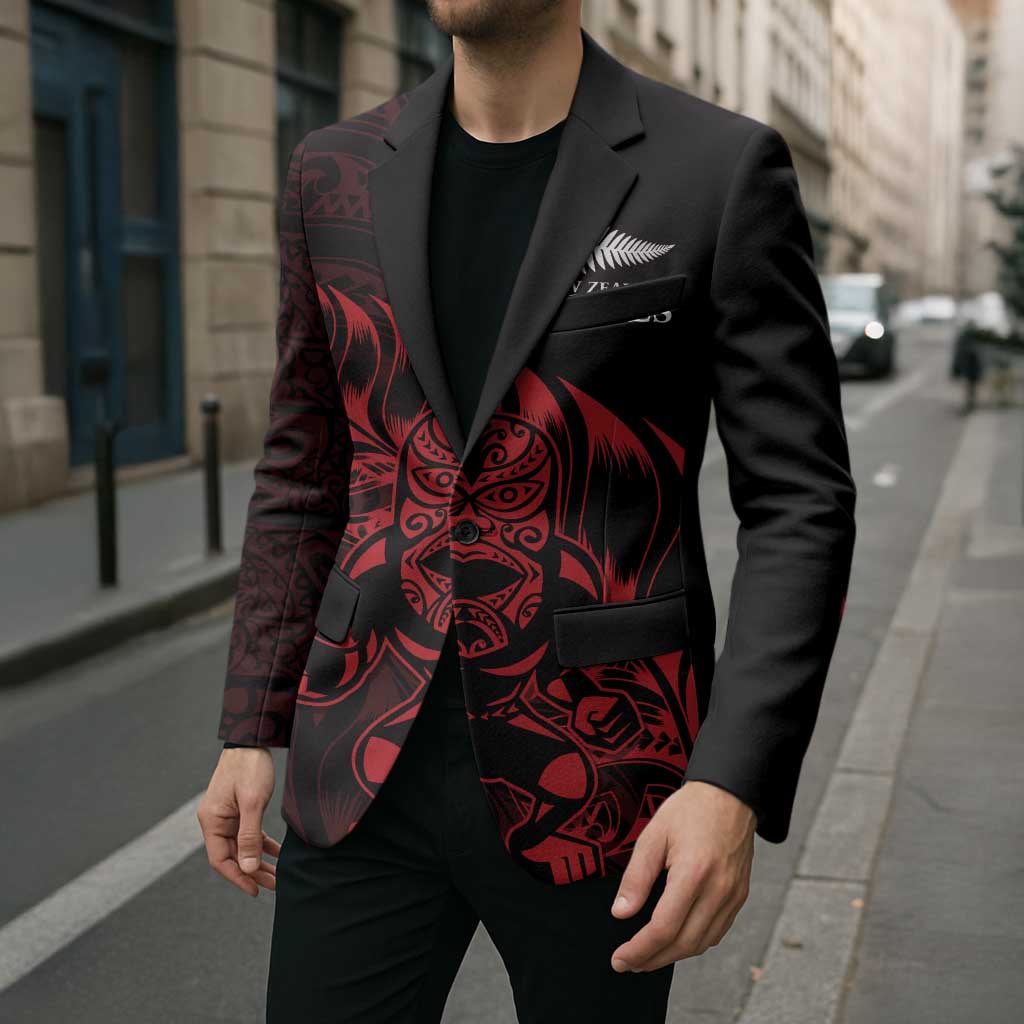 New Zealand Lawn Bowls Custom Blazer Red Maori Warrior Tribal Silver Fern - Vibe Hoodie