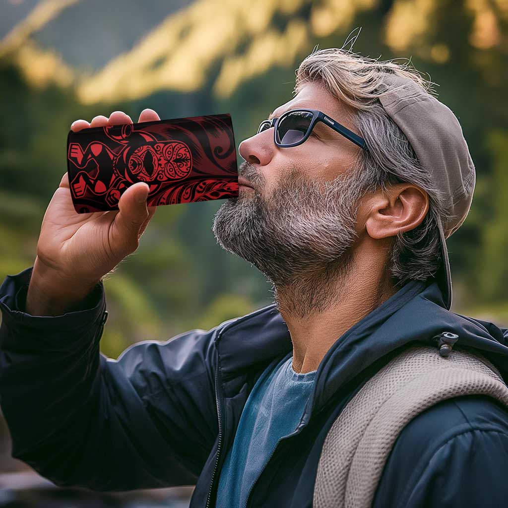 New Zealand Lawn Bowls Custom 4 in 1 Can Cooler Tumbler Red Maori Warrior Tribal Silver Fern - Vibe Hoodie