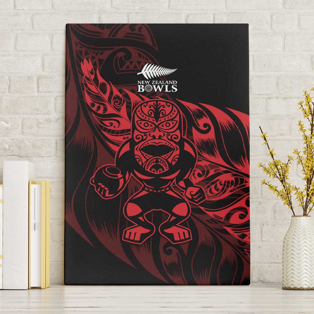 New Zealand Lawn Bowls Canvas Wall Art Red Maori Warrior Tribal Silver Fern - Vibe Hoodie