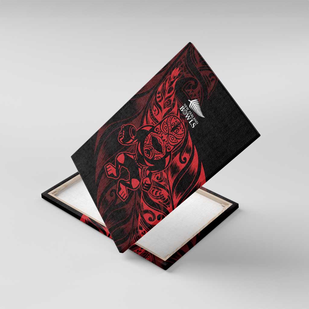 New Zealand Lawn Bowls Canvas Wall Art Red Maori Warrior Tribal Silver Fern - Vibe Hoodie