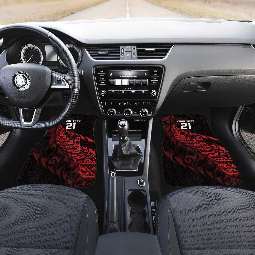 New Zealand Lawn Bowls Custom Car Mats Red Maori Warrior Tribal Silver Fern - Vibe Hoodie
