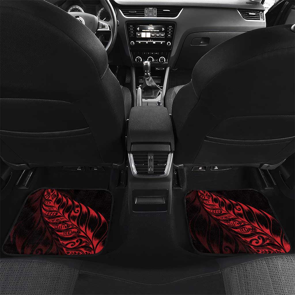 New Zealand Lawn Bowls Custom Car Mats Red Maori Warrior Tribal Silver Fern - Vibe Hoodie