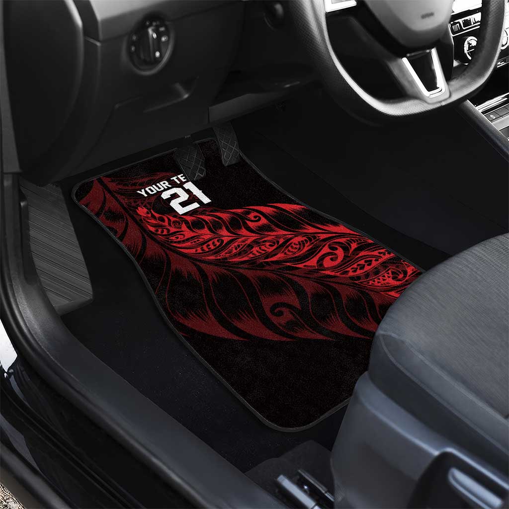 New Zealand Lawn Bowls Custom Car Mats Red Maori Warrior Tribal Silver Fern - Vibe Hoodie