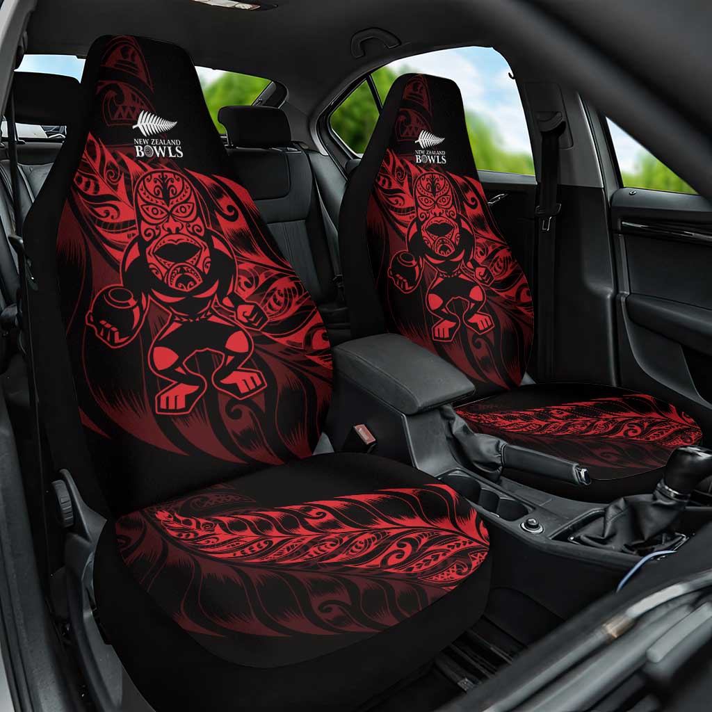 New Zealand Lawn Bowls Car Seat Cover Red Maori Warrior Tribal Silver Fern - Vibe Hoodie