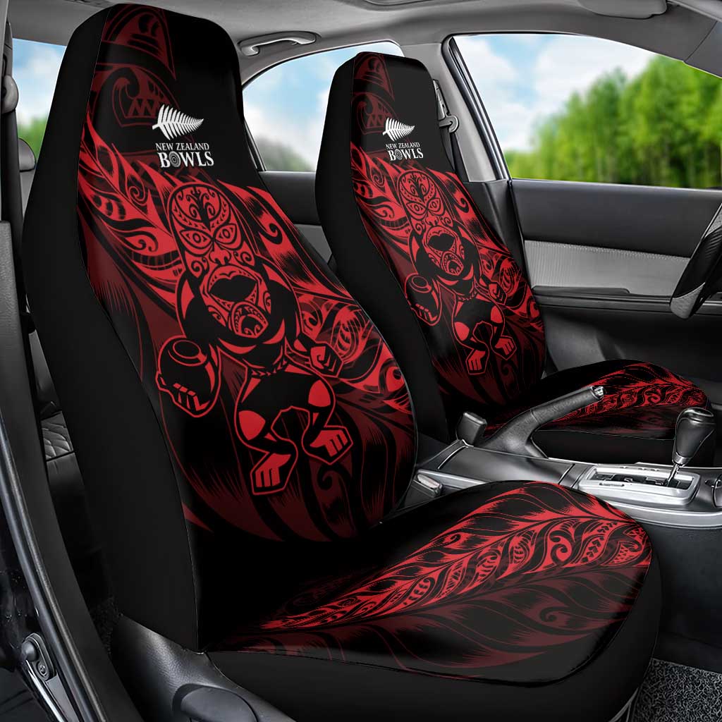 New Zealand Lawn Bowls Car Seat Cover Red Maori Warrior Tribal Silver Fern - Vibe Hoodie