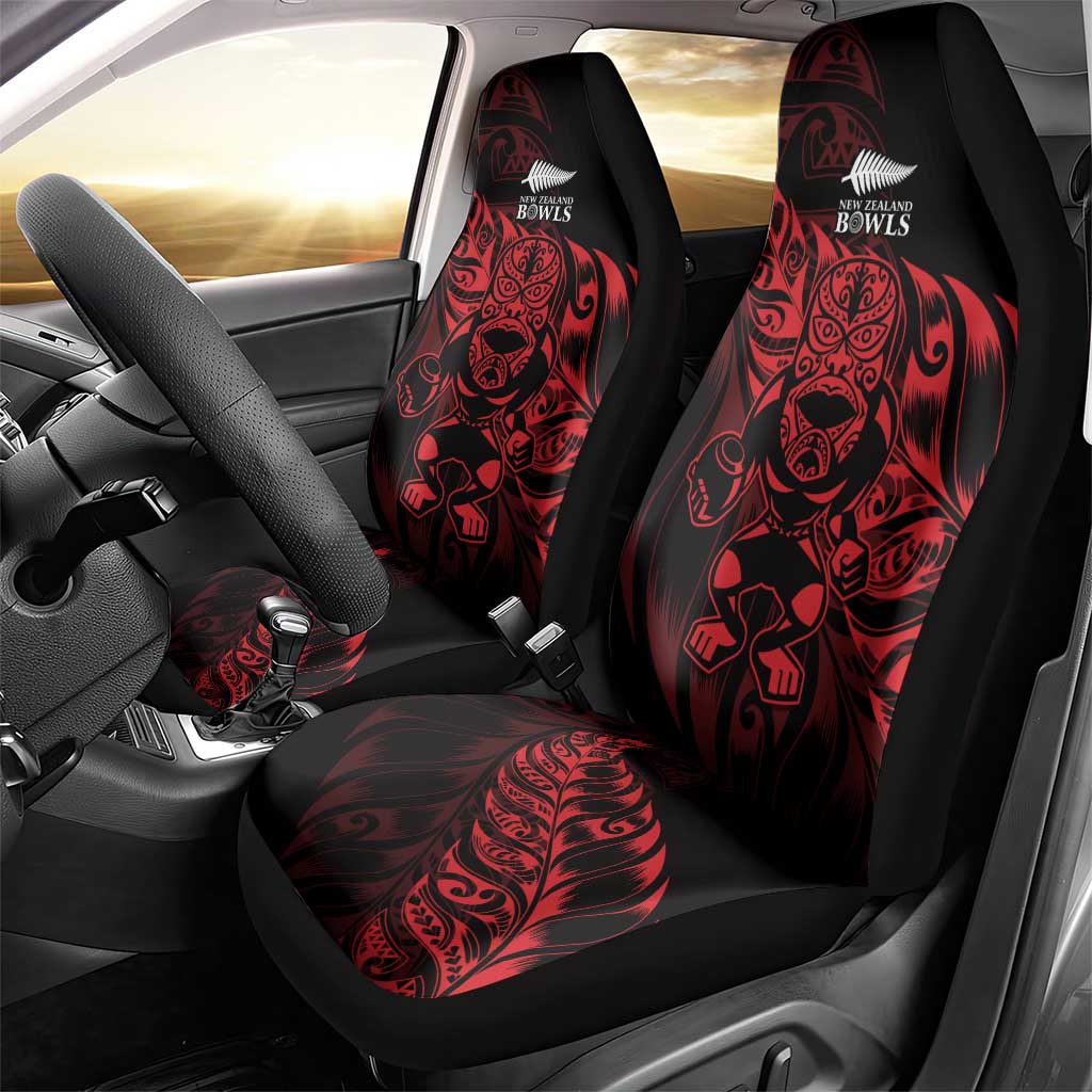 New Zealand Lawn Bowls Car Seat Cover Red Maori Warrior Tribal Silver Fern - Vibe Hoodie
