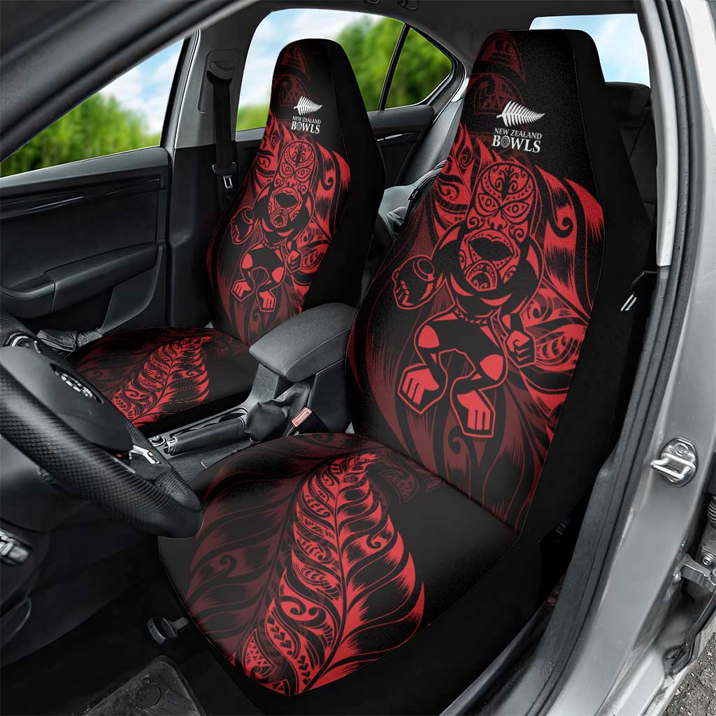 New Zealand Lawn Bowls Car Seat Cover Red Maori Warrior Tribal Silver Fern - Vibe Hoodie