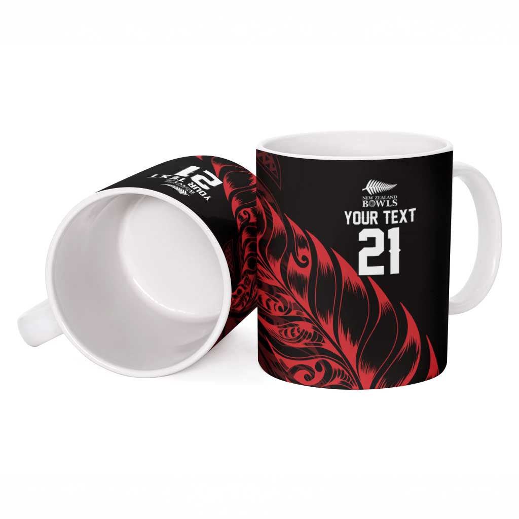 New Zealand Lawn Bowls Custom Ceramic Mug Red Maori Warrior Tribal Silver Fern - Vibe Hoodie