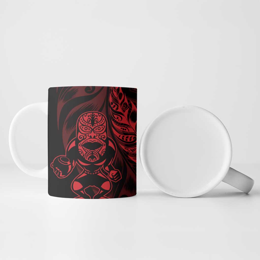 New Zealand Lawn Bowls Custom Ceramic Mug Red Maori Warrior Tribal Silver Fern - Vibe Hoodie