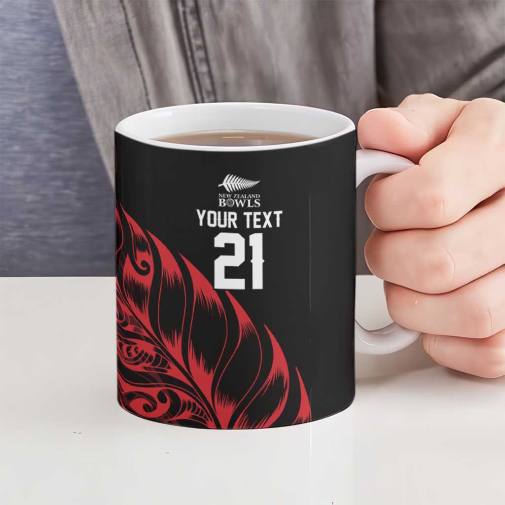New Zealand Lawn Bowls Custom Ceramic Mug Red Maori Warrior Tribal Silver Fern - Vibe Hoodie