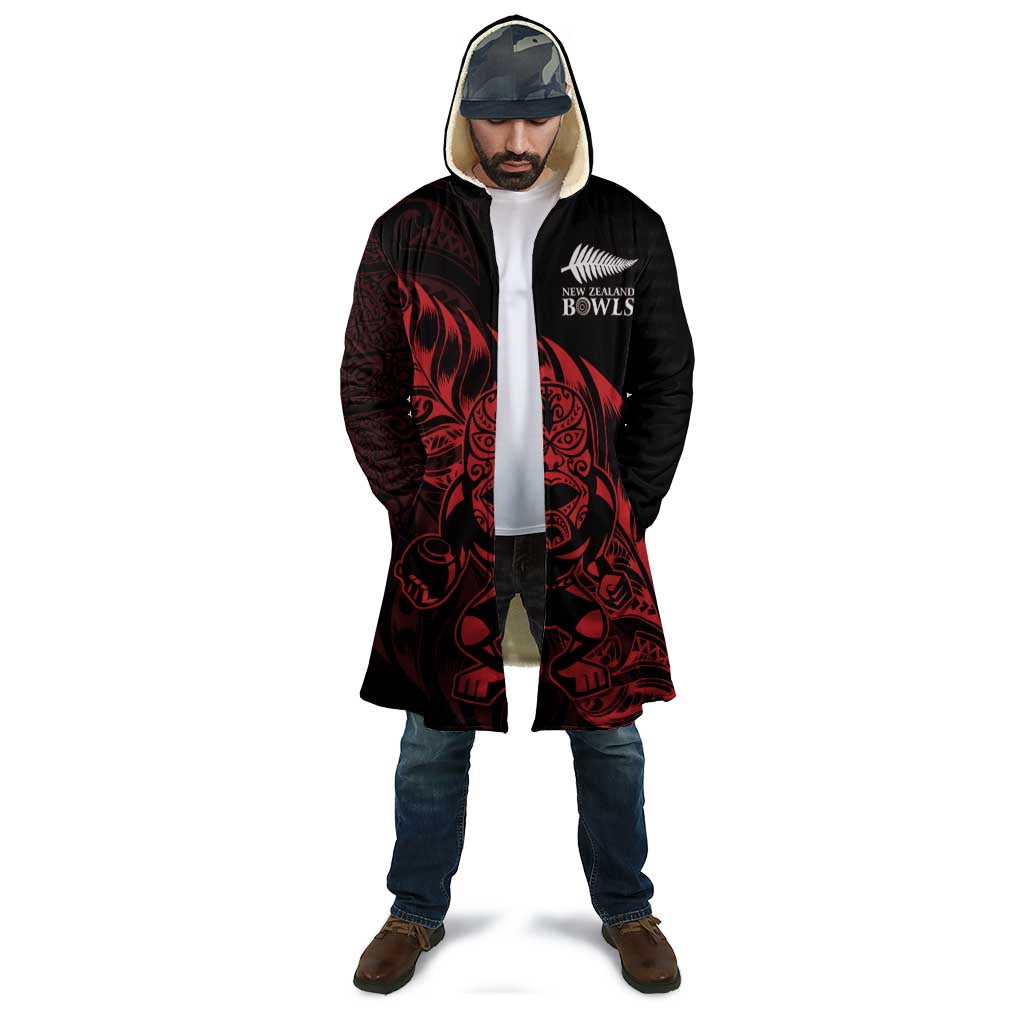 New Zealand Lawn Bowls Custom Cloak Red Maori Warrior Tribal Silver Fern - Vibe Hoodie