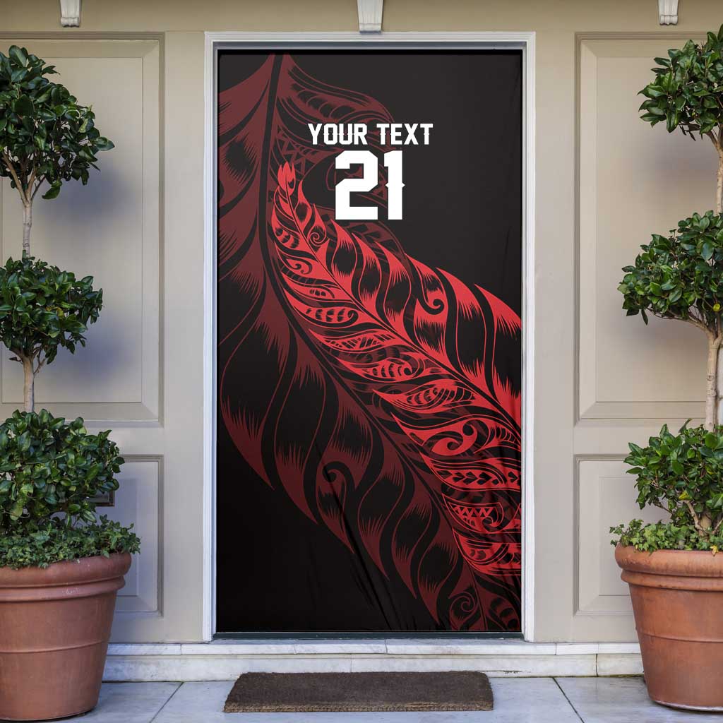 New Zealand Lawn Bowls Custom Door Cover Red Maori Warrior Tribal Silver Fern - Vibe Hoodie