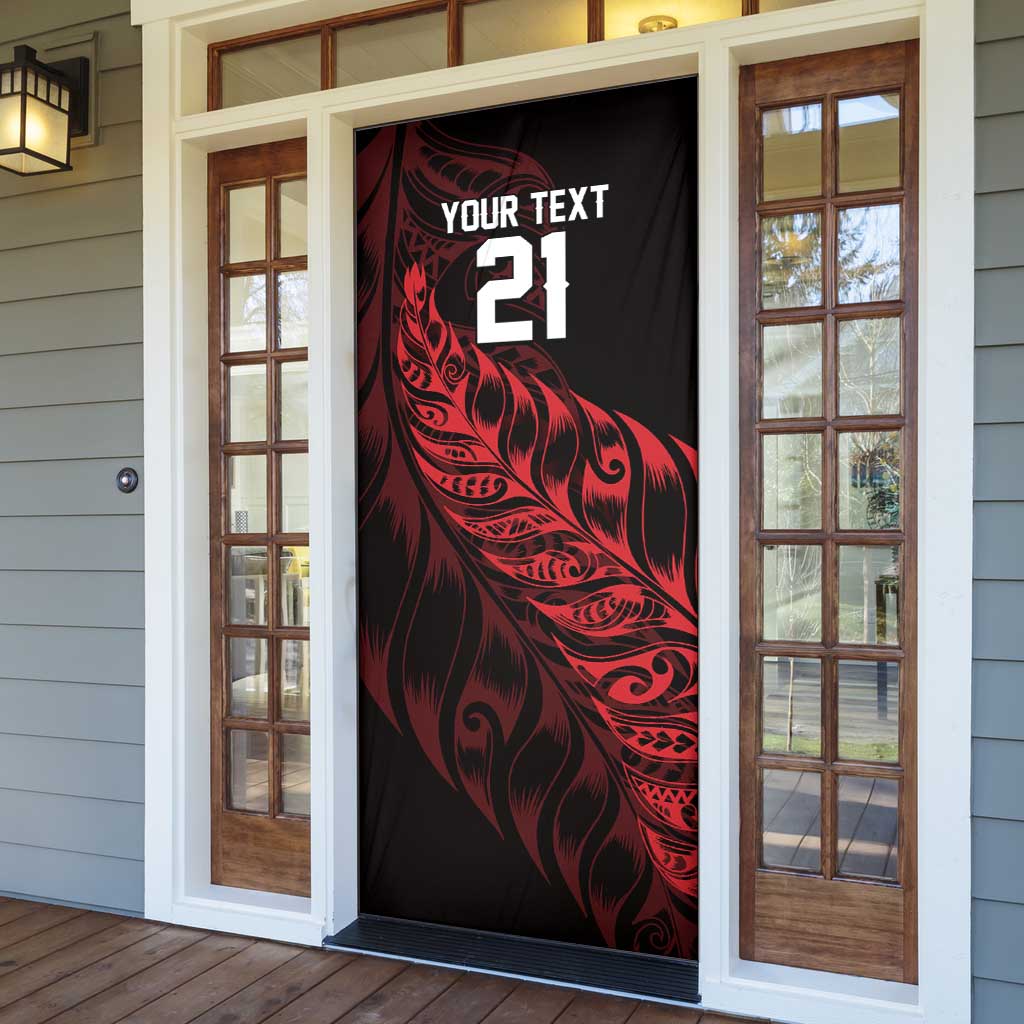 New Zealand Lawn Bowls Custom Door Cover Red Maori Warrior Tribal Silver Fern - Vibe Hoodie