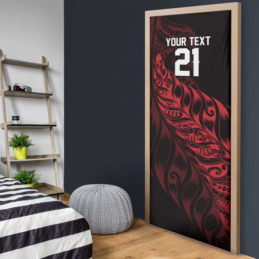 New Zealand Lawn Bowls Custom Door Cover Red Maori Warrior Tribal Silver Fern - Vibe Hoodie
