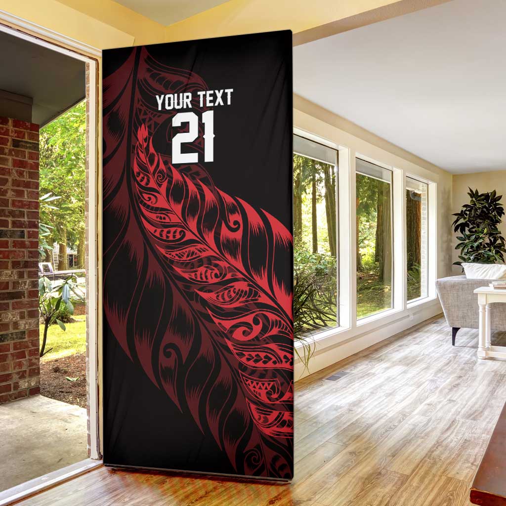 New Zealand Lawn Bowls Custom Door Cover Red Maori Warrior Tribal Silver Fern - Vibe Hoodie